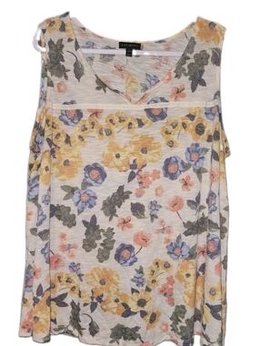Lane Bryant Yellow & Blue Floral V-Neck Camisole